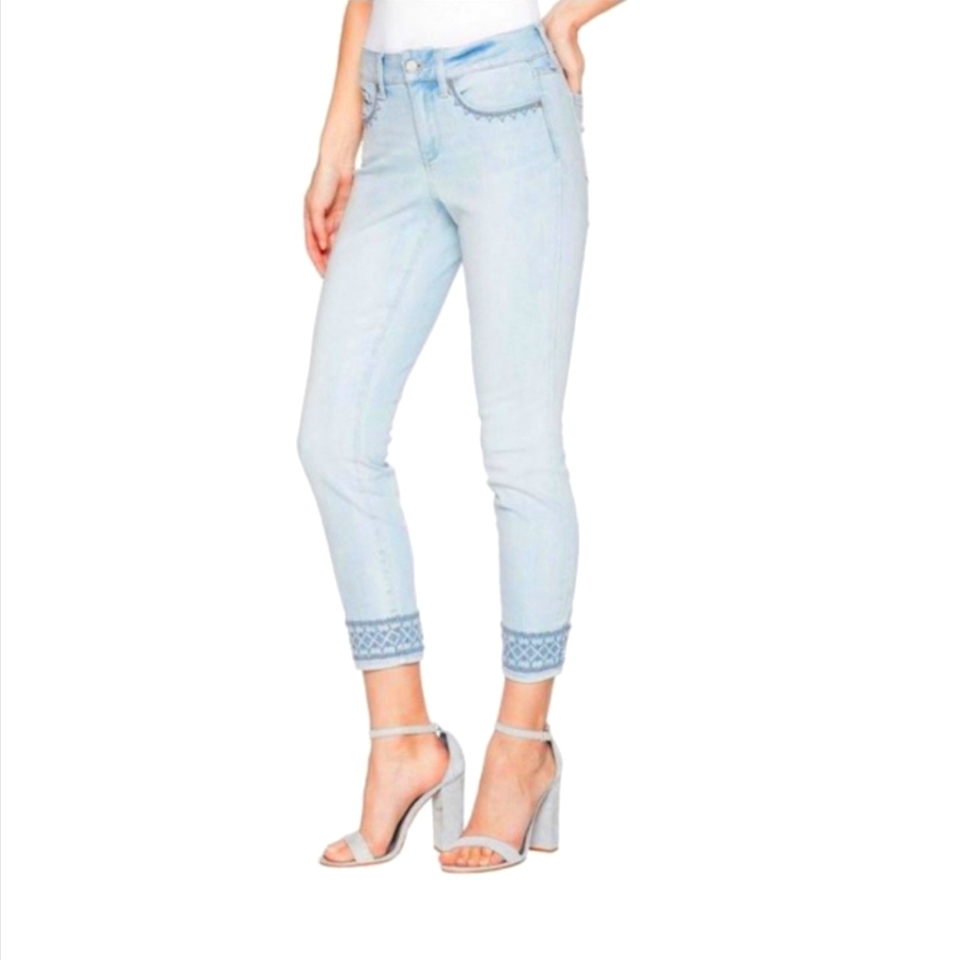 Nydj Embroidered Skinny Ankle Jeans, Size 8